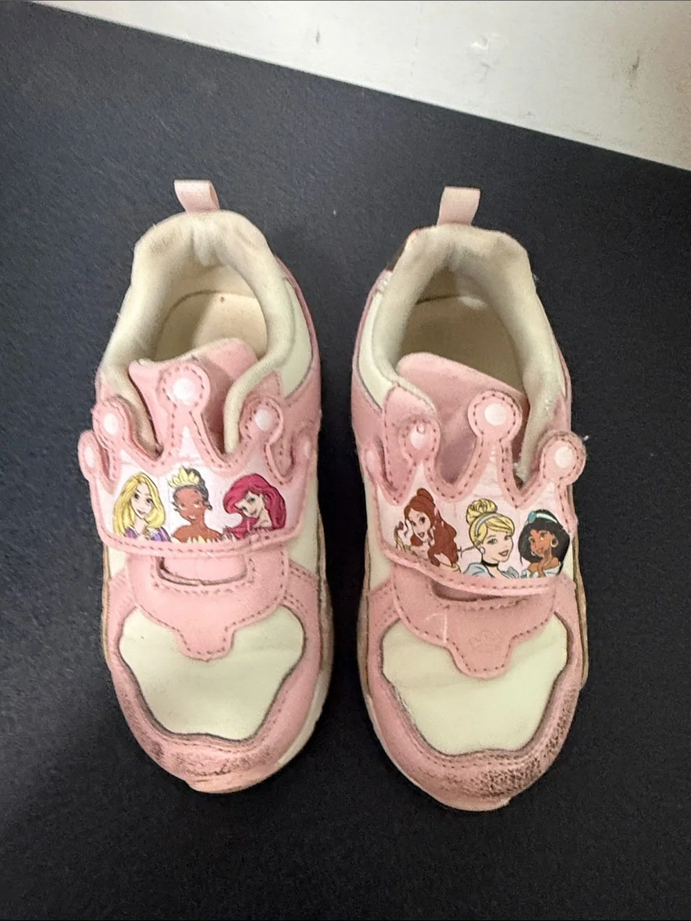 Disney Girls Pink and Cream Princess Velcro Sneakers